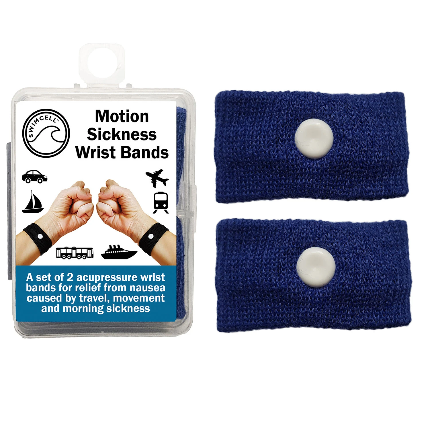 SwimCell Sea Sickness Wrist Bands For Adults & Children - Blue - Image 2
